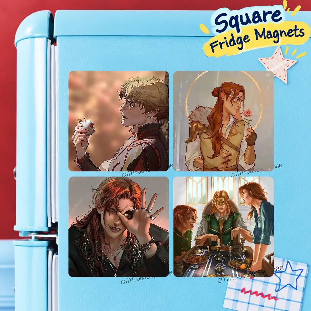 FOR ACOTAR Feyre Square Fridge Magnet Print Refrigerator Magnet Soft PVC Magnetic Sticker Kitchen Home Decor Souvenir