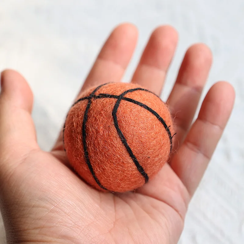 Ins Handmade Wool Felt 3D Three-dimensional Simulation Soccer Basketball Rugby Ornaments Handheld Toys Decompress Toys