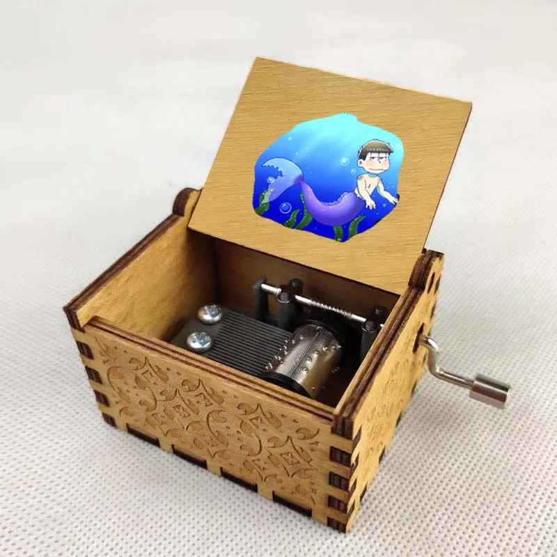 Osomatsu Kun Cartoon Music Box Carved Wood Hand Crank Music Box Home decorations Merry Christmas Kids Birthday Gift