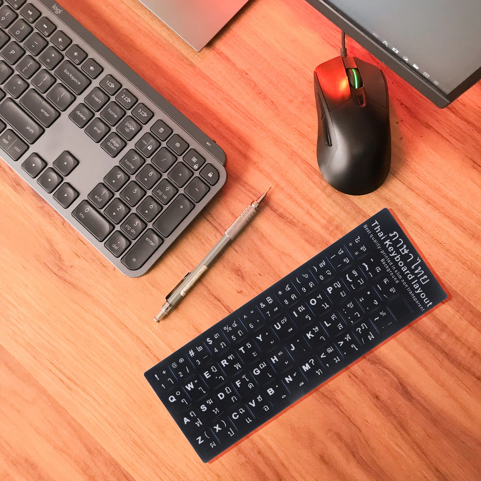 10 Stück Tastaturaufkleber mit schwarzem Hintergrund, weißer Schriftzug, mehrsprachiges Lernen, Kommunikation, universelle Laptop-Tastatur