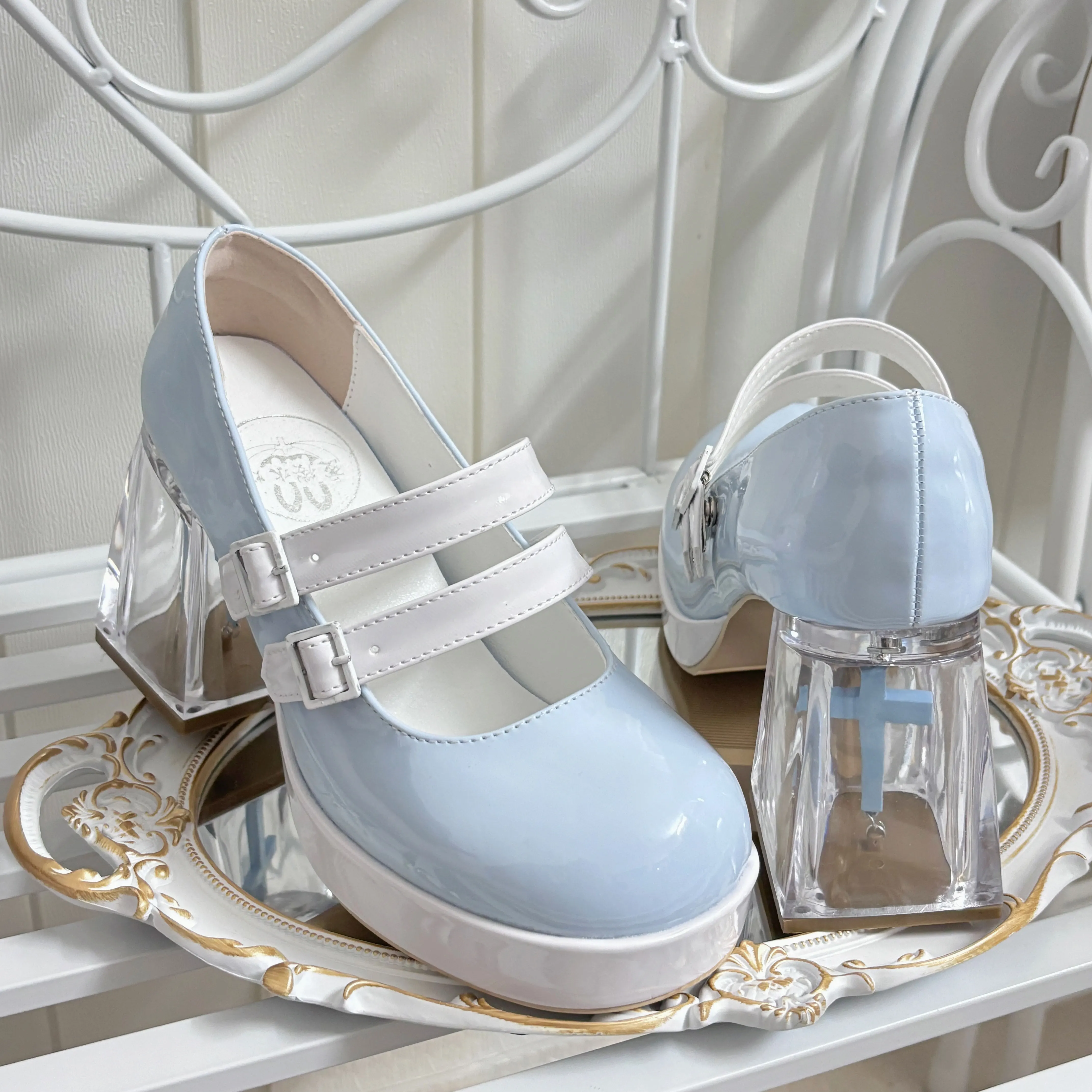 Black Shoes Japanese Waterproof Women's High Heels Lolita Shoe Bow Kawaii Party Platform Casual Leather Shoes Pumps