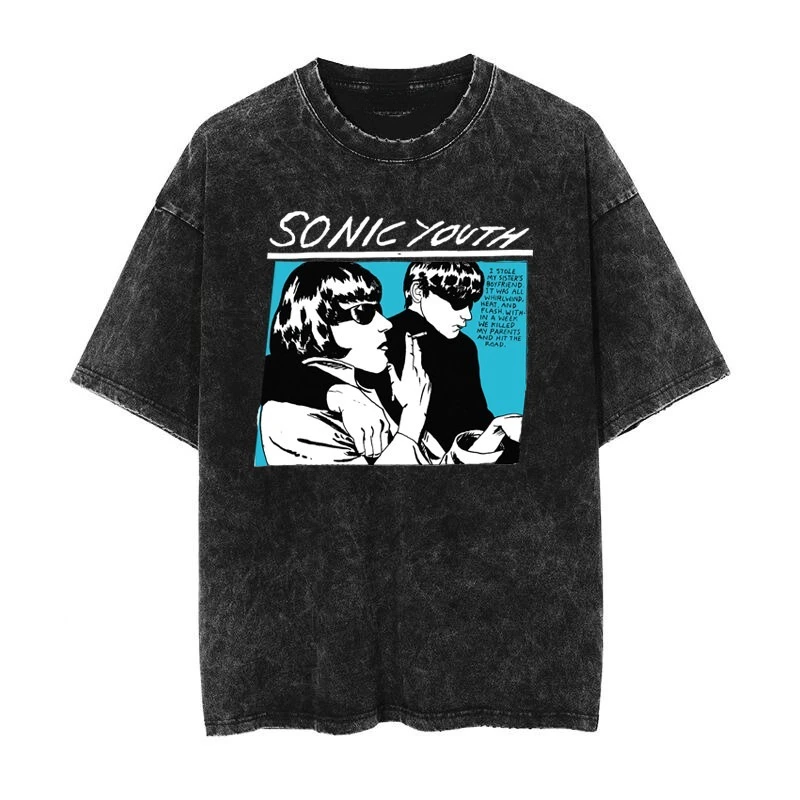 2026 SONIC YOUTH Band Punk-style Distressed Water-washed Tie-dye Vintage Oversized Short-sleeved T-shirt