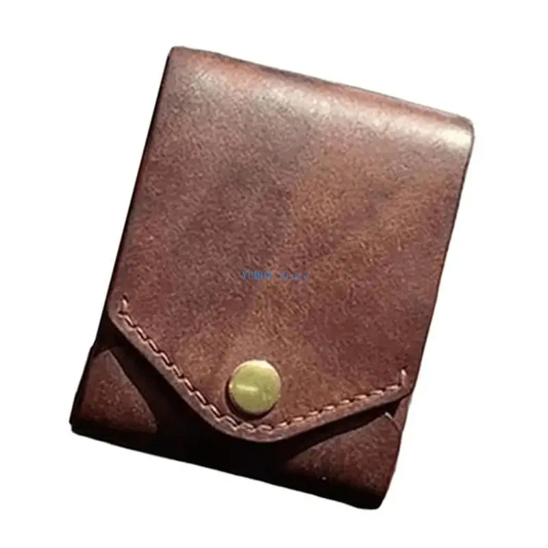 D0UD Classical PU Leather Card Holder for Men with Secure Closure Compact Wallet