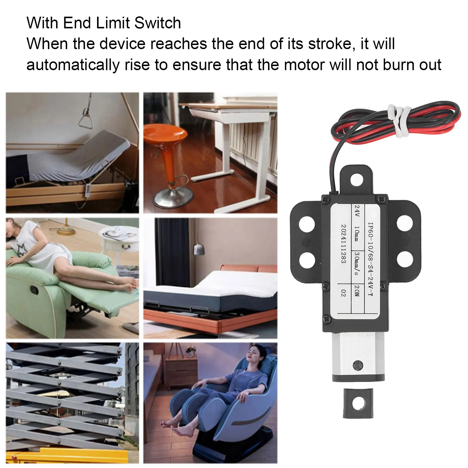 Mini Electric Linear Actuator Linear Actuator 30mm/s 10mm Stroke Short Circuit Safety 24V 20N for Industrial Equipment Machine