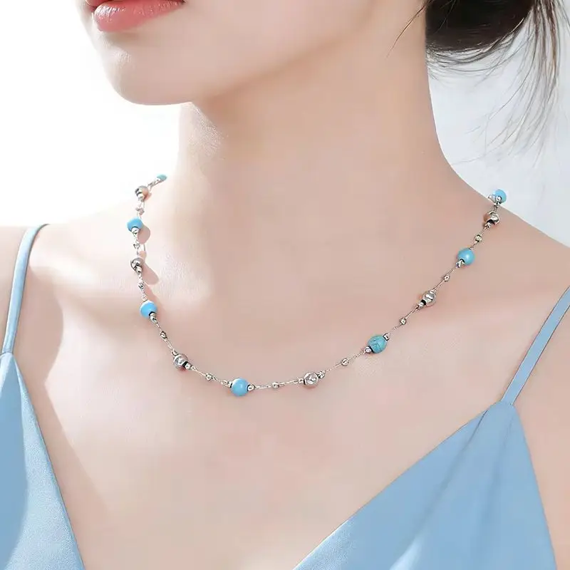Edelstahl Naturstein-Perlen Charm-Halsketten für Frauen Mädchen Schmuck Sommer Trendige Halskette Party-Geschenk 2026 Neu