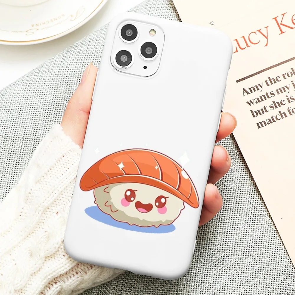 Food Sushi Phone Case For IPhone 14 11 12 13 Mini Pro Xs Max 8 7 6 6S Plus X XR Solid Candy Color Case