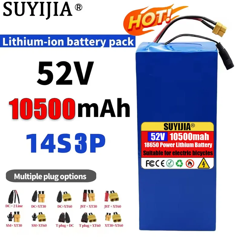 

100% новый оригинальный литиевый аккумулятор 52 В 10,5 Ач 14s3p 52 В 10500 мАч 1000 Вт Citycoco, моторизованные аккумуляторы для скутера, встроенные 20 А BMS