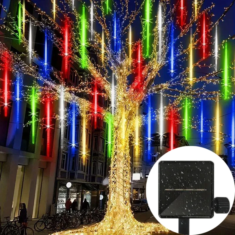 30/50cm Christmas Solar Meteor Rain Lights 8 Tubes Outdoor Garden Holiday Lighting Decorations Landscape Lamps For Party Wedding