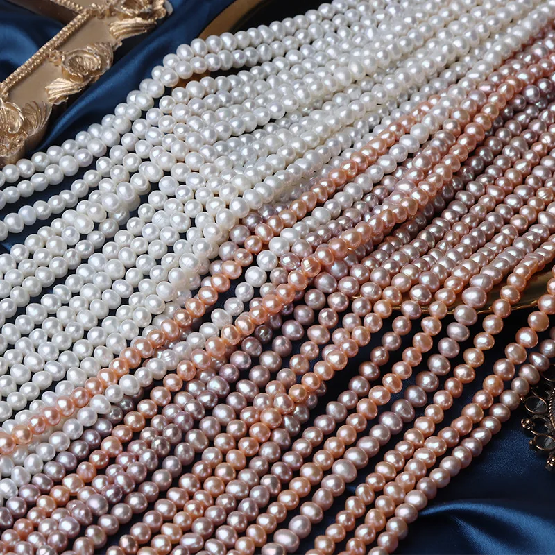 

5mm natural white pink purple potato shape loose freshwater pearl beads strands chain DIY handmade bead jewelry accessories