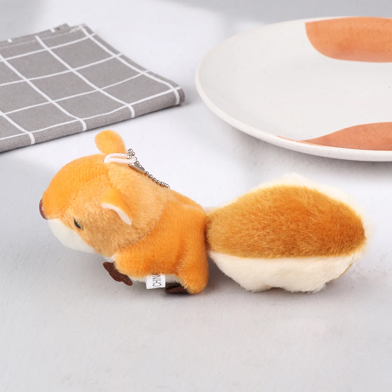 1 stks leuke en schattige grote staart eekhoorn hanger knuffel kleine eekhoorn pop cartoon tas hanger sleutelhanger pop
