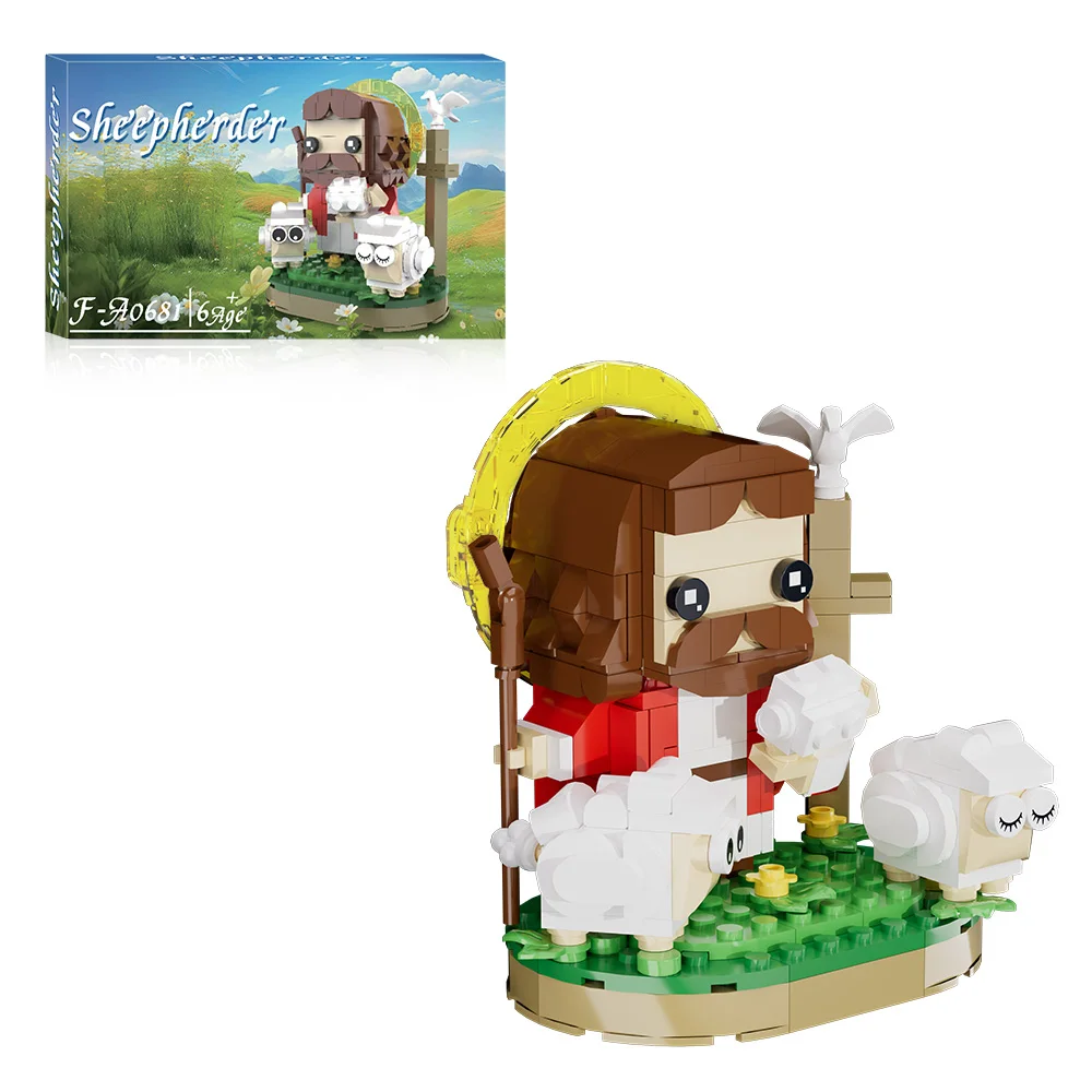 

MOC Christianity God Shepherd Jesus Building Blocks Model Easter Day Action Figures Bricks Assembly Toys Children Birthday Gifts