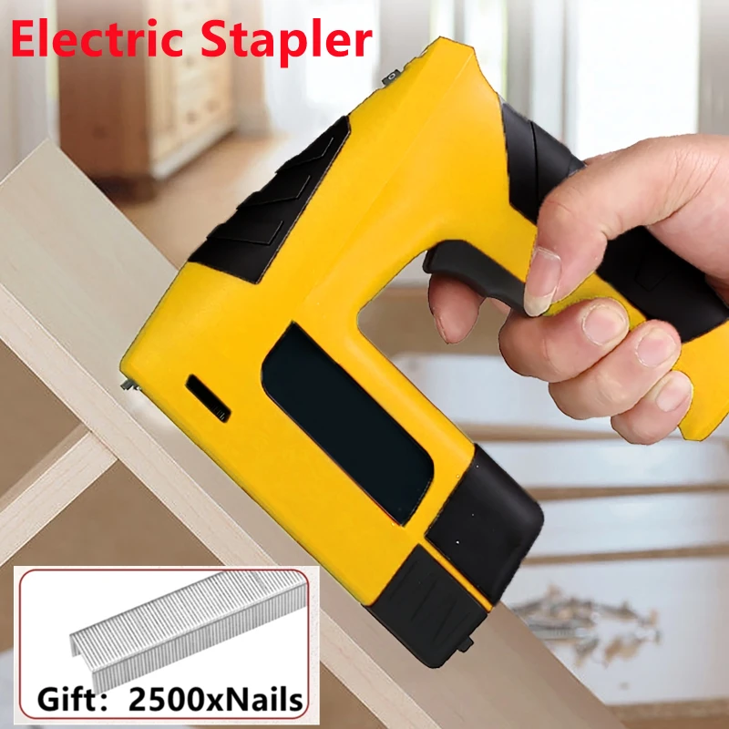 USB Staple Gun Portable Electric Tacker Gun Power Tools Electric Nail Gun Woodworking Tool Electric Nail Gun with 2500pcs Nails
