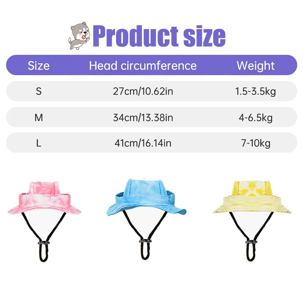 Pets Hat with Ear Holes Adjustable Baseball for Medium Small Dogs Summer Dye Cats Sun Cap Pet Outdoor Hat Supplies