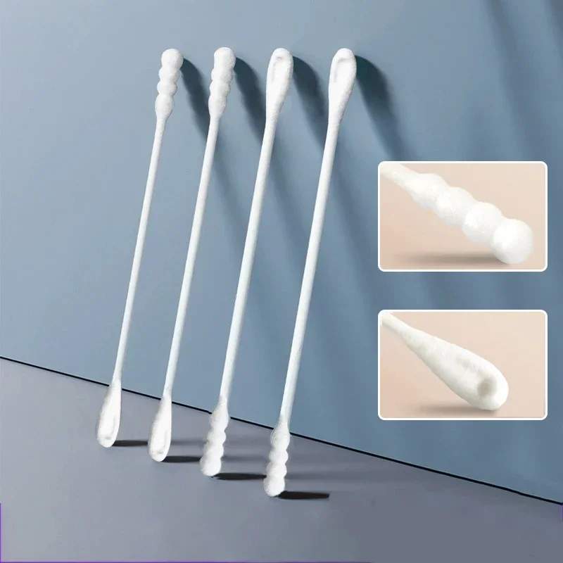 200pcs Cleaning Stick Baby Cotton Swabs Double-ended Sterile Cotton Swabs Spiral Head Ear and Nose Multifunctional Cleaning