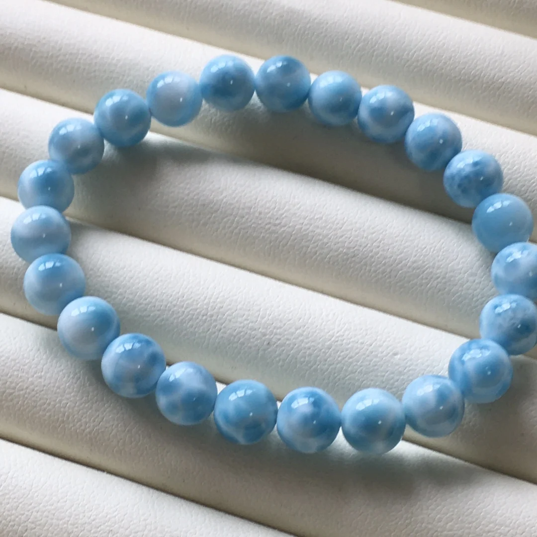 

Natural Blue Larimar Gemstone Round Beads Bracelet 7.5mm Women Men Blue Larimar Beads Bracelet AAAAAA