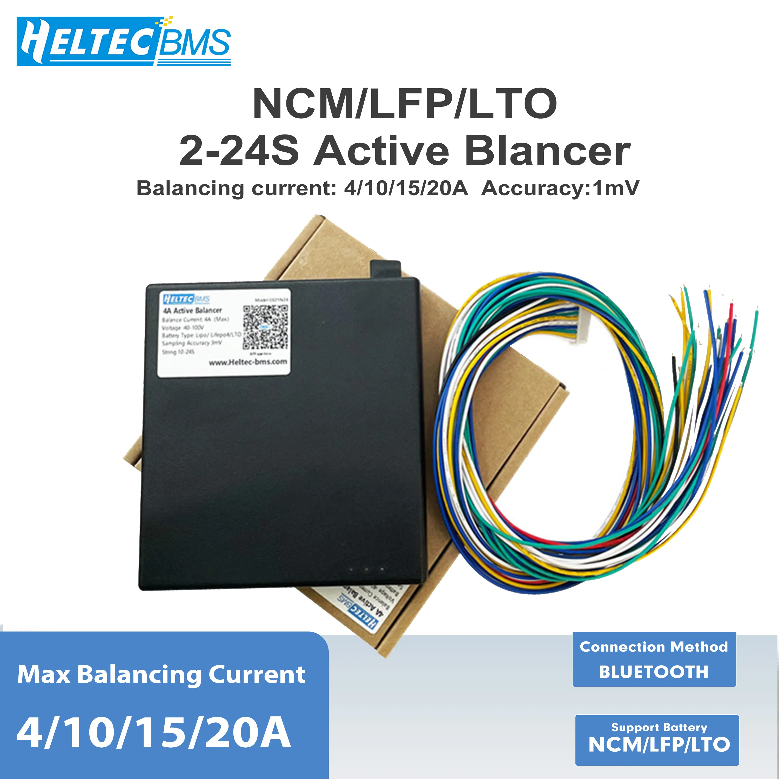 

Heltecbms 4A 10A equalizer With APP 15A 20A Smart Active Balancer 4S 6S 8S 16S 20S 24S NCM/LFP/LTO Battery Equalization