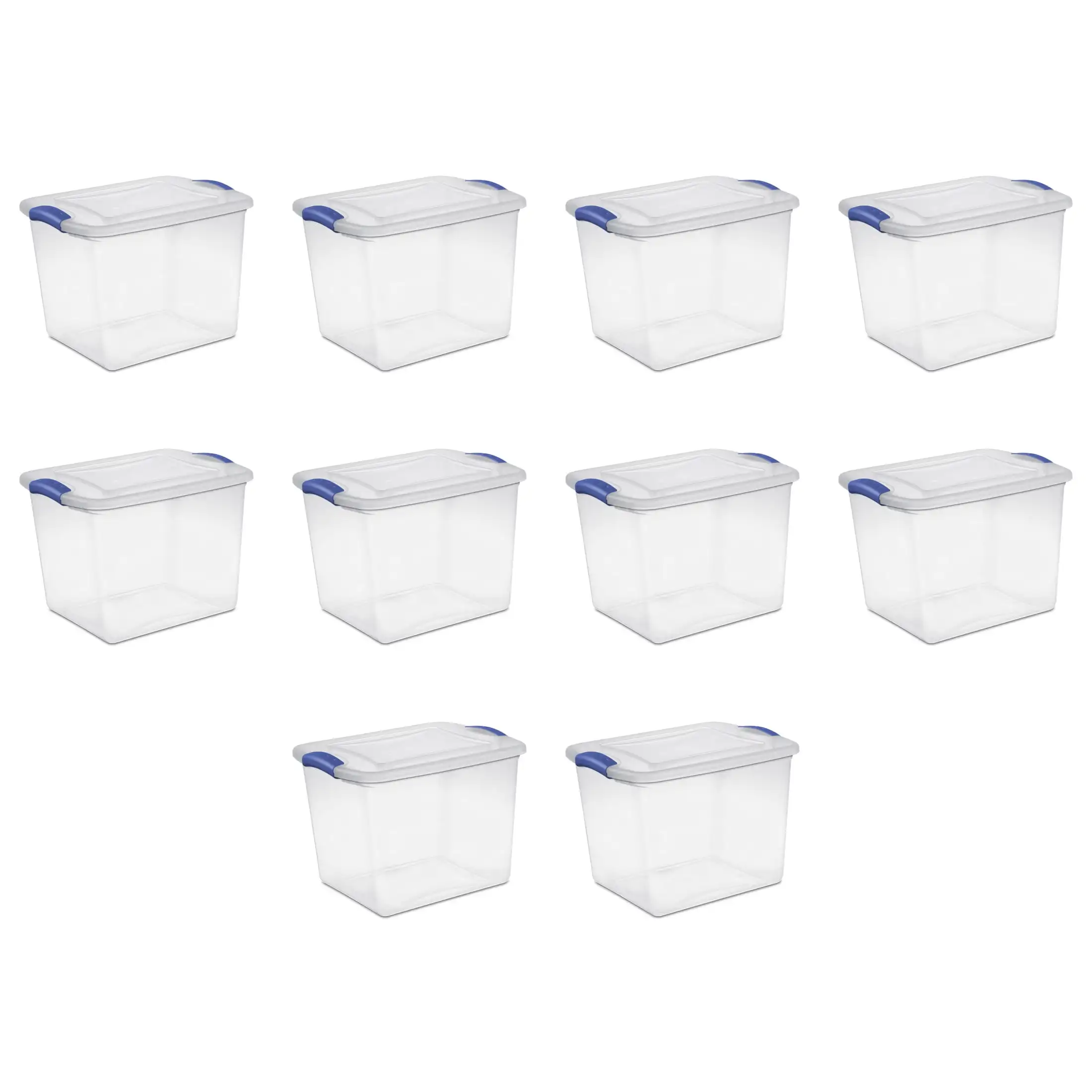 

Small Storage Bin, 27 Quart Clear Plastic Storage Container with Latch Lid, Blue, Pack of 10