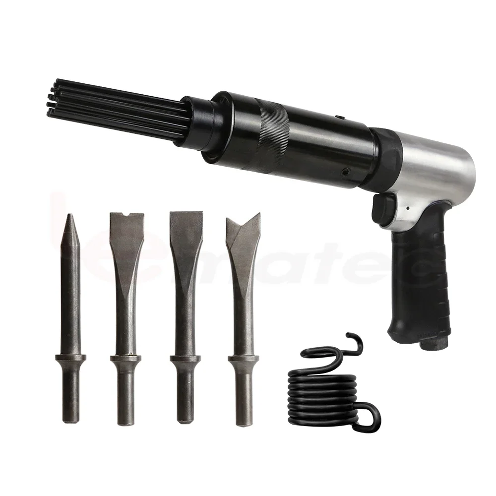 

2-in-1 Air Scaler and Hammer Kit Pistol Grip Rust Slag Corrosion Remover with Chisels Pneumatic Tools