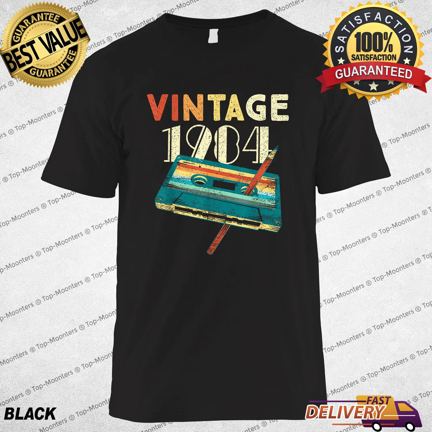 

Vintage 1984 Music Cassette 40th Birthday Gifts 40 Years Old Celebration TShirt