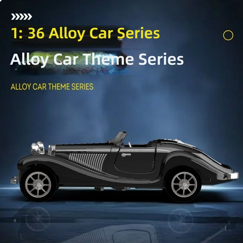 1:36 Mercedes-Benz 500K 1936 Vintage Metal Diecast Car Model Sound Light Toy Hobby Collection Birthday Present for Boyfriend