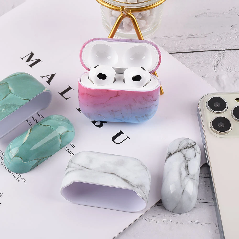 Para airpods 3 caso luxo padrão de mármore caso fone de ouvido para airpods 3 casca dura capa protetora funda para vagens ar 3