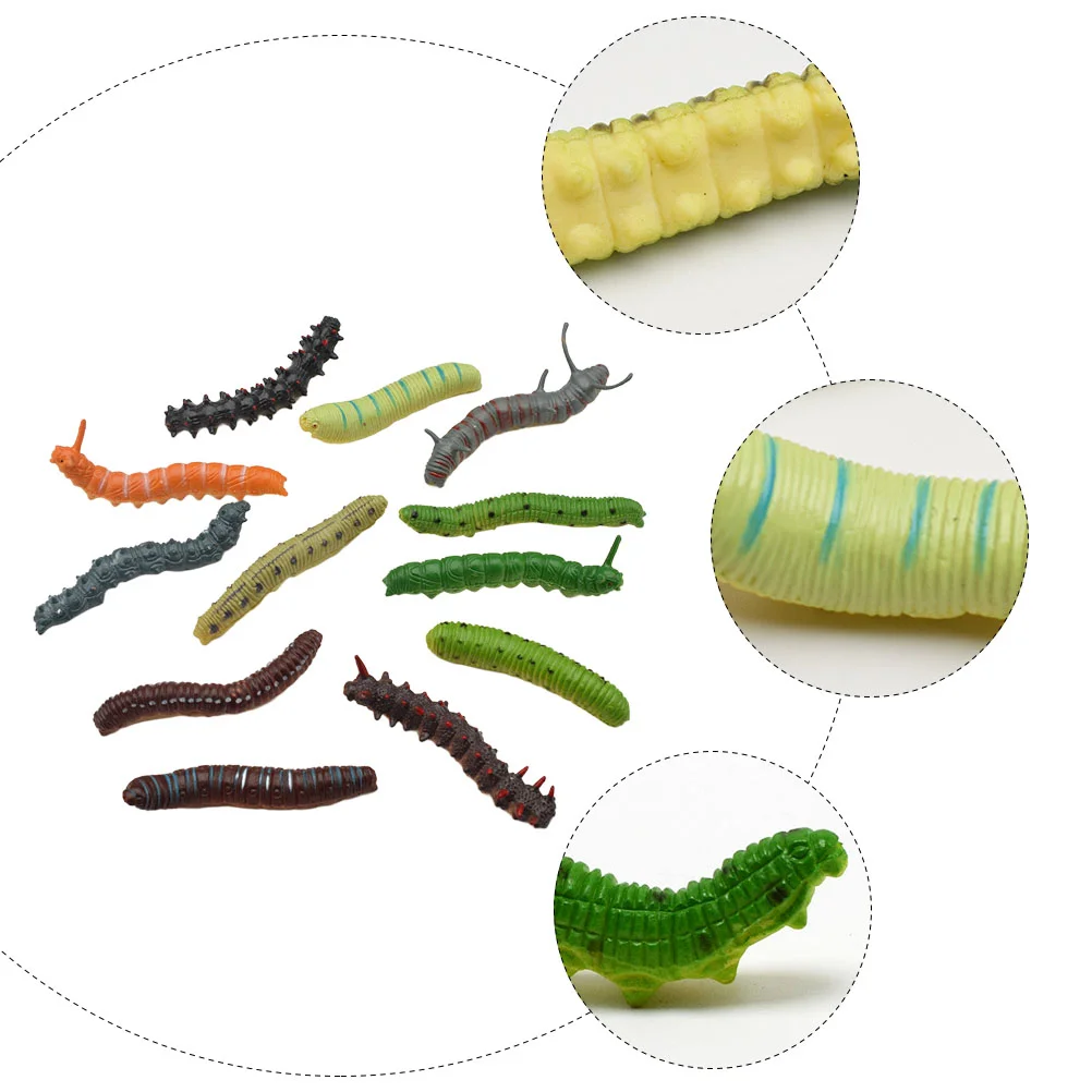 24 Pcs Artificial Caterpillar Decoration Practical Model Toy Accessories Fake Worm Simulation Plastic Ornament Baby Fishing