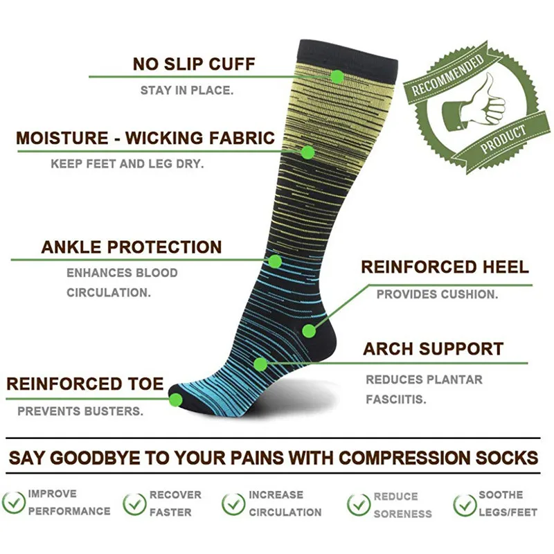 Compression Stockings Nursing Women And Men Stockings Best Medical Nursing Hiking Travel Flight Socks Running Fitness Socks