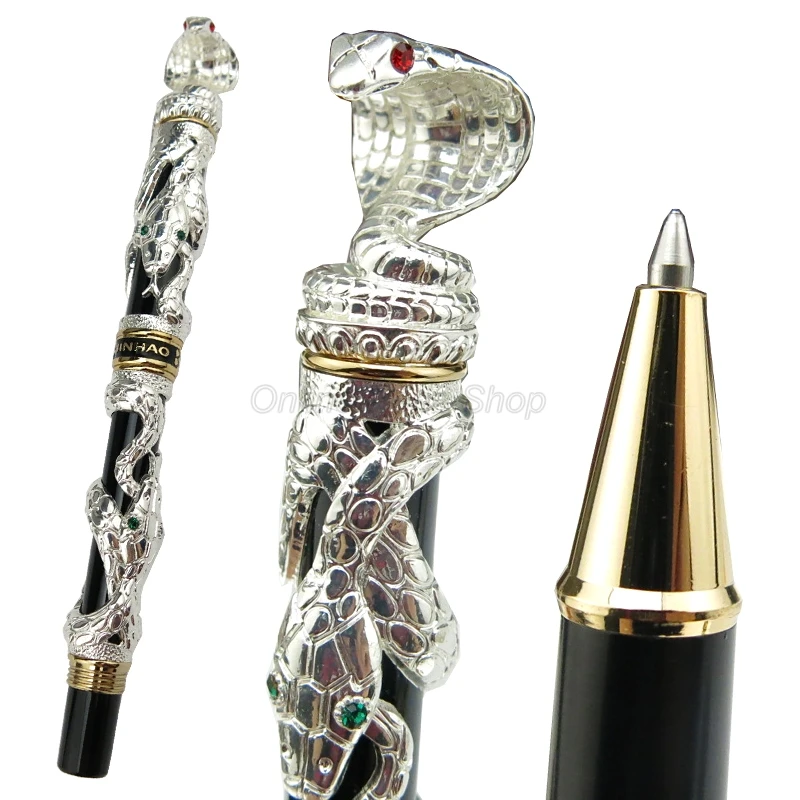 

Jinhao High Grade Snake Roller Ball Pen Silver & Golden Cobra 3D Pattern Texture Relief Sculpture Technology Gift Pen JR009