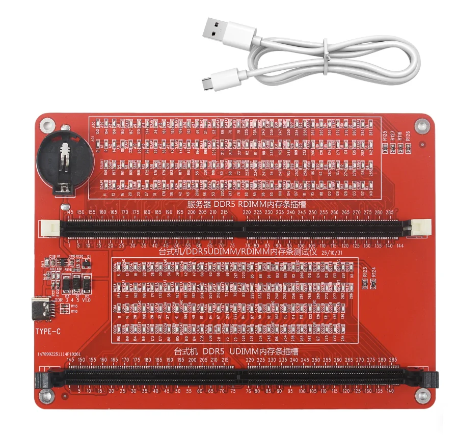 Desktop DDR5 Memory Tester Support UDIMM RDIMM Server RAM Testing Tool With LED Light Computer Memory Fault Detector Test PCB De