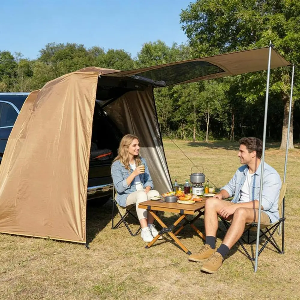 SUV-Kofferraumzelt für Camping, wasserdichtes SUV-Heckklappen-Vordach, tragbares Auto-Hecktürzelt, Außenschutz und Sonnenschutz für Auto-Camping – Detail 2