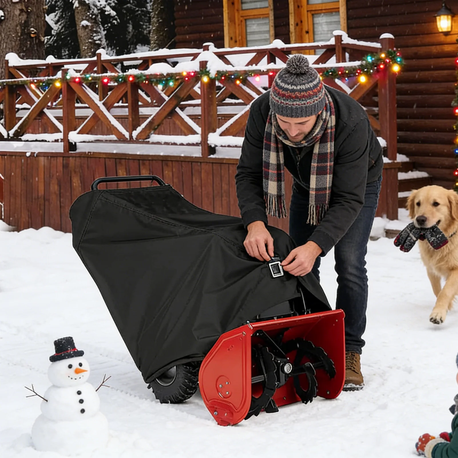 

Snow Blower Cover Non-Slip Heavy Duty Oxford Cloth Snow Thrower Protective Cover For Yards Gardens Lawn Party Outdoor Courtyards