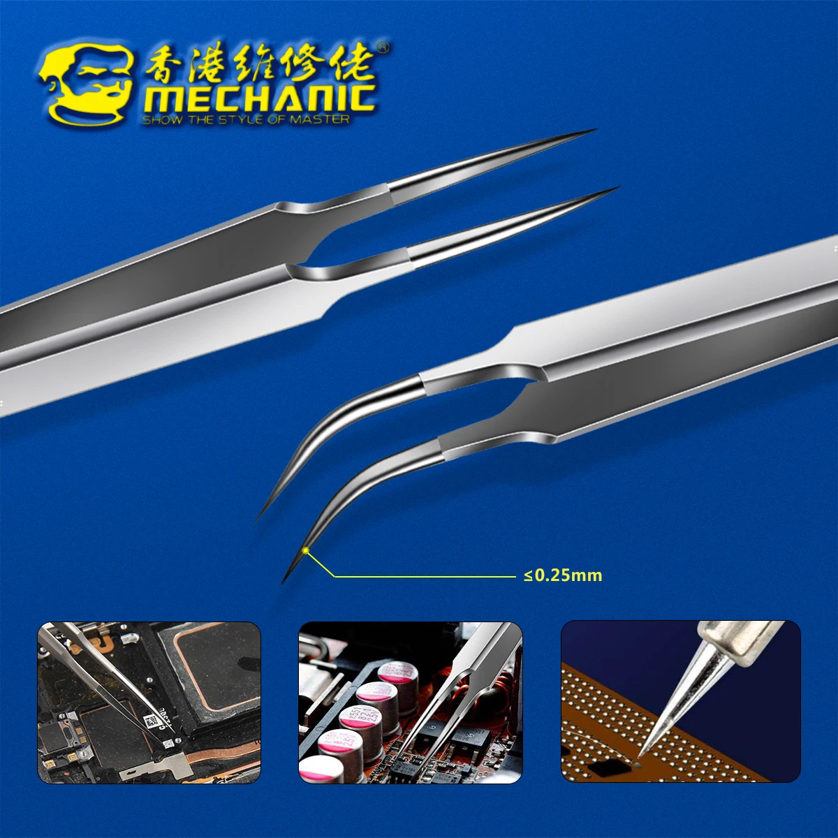 

MECHANIC Aa-14 Stainless Steel Tweezers, Ultra Fine, High Hardness, Tenacity, Durable, SMD, PCB, BGA Motherboard Repair