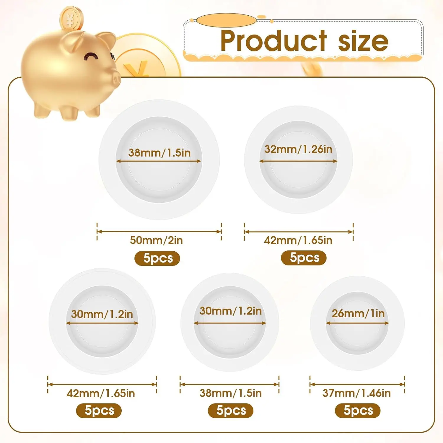 

20Pcs Round Plastic Coin Bank Plug White Piggy Bank Stopper Secure Seal Money Saving Box Closure Bottom Caps Coin Hole