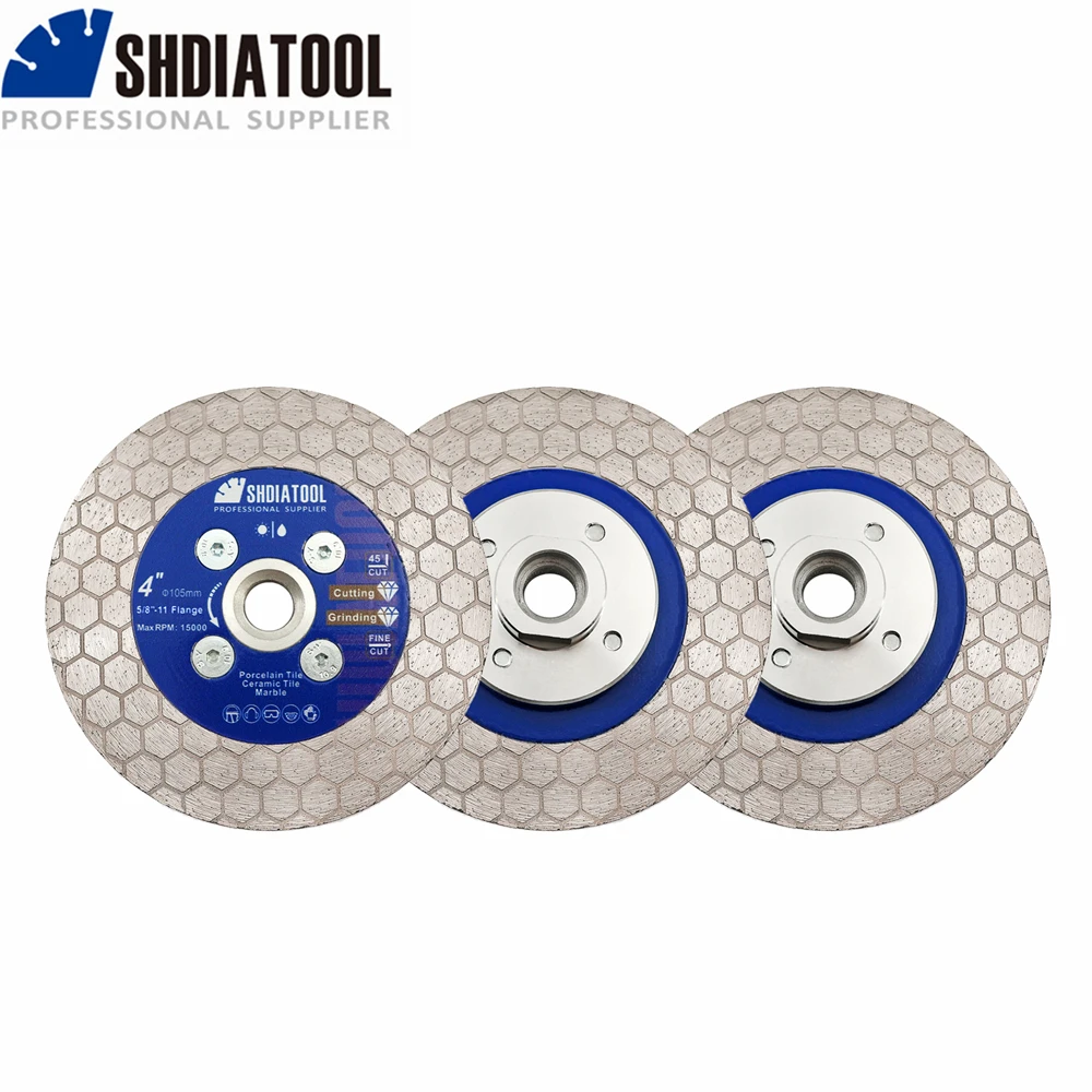 

SHDIATOOL 1pc 105/115/125mm Diamond Cutting Disc Grinding Wheel with Flange Marble Grainte Tile Cutter Double-side Hex Saw Blade