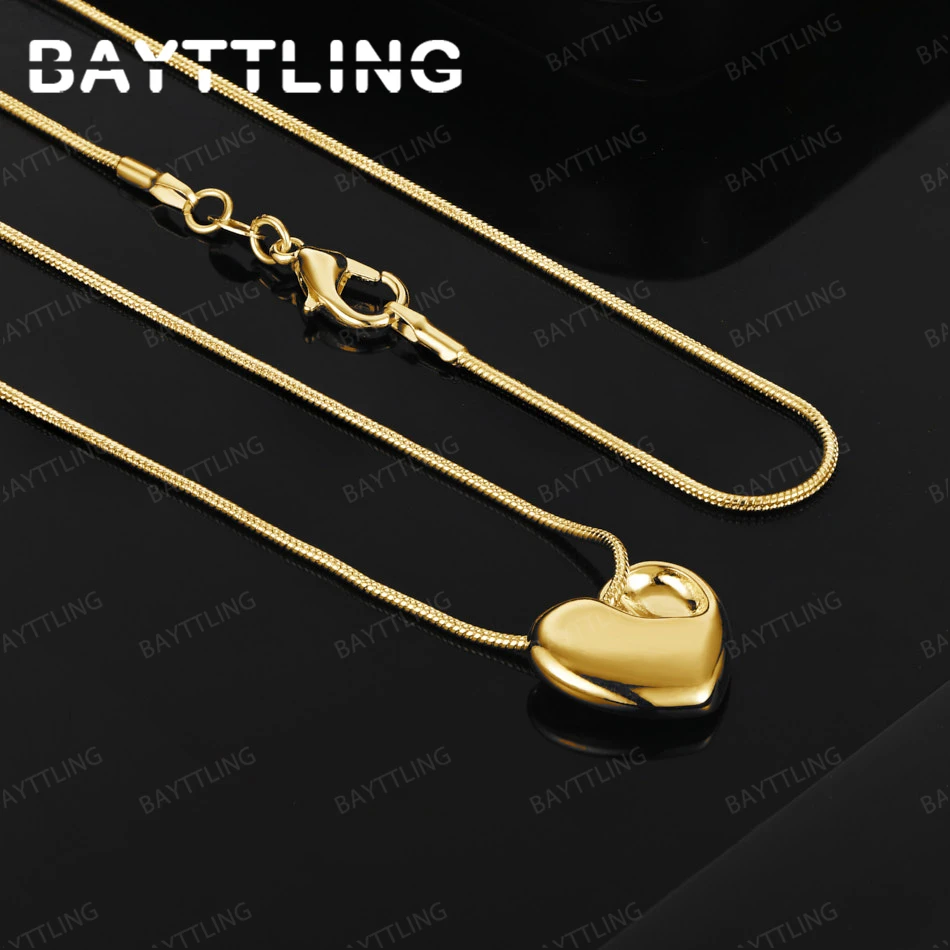 

925 Silver 18K Gold 16-30 Inch Exquisite Heart-Shaped Pendant Necklace For Women Girlfriend Gift Wedding Jewelry Accessories