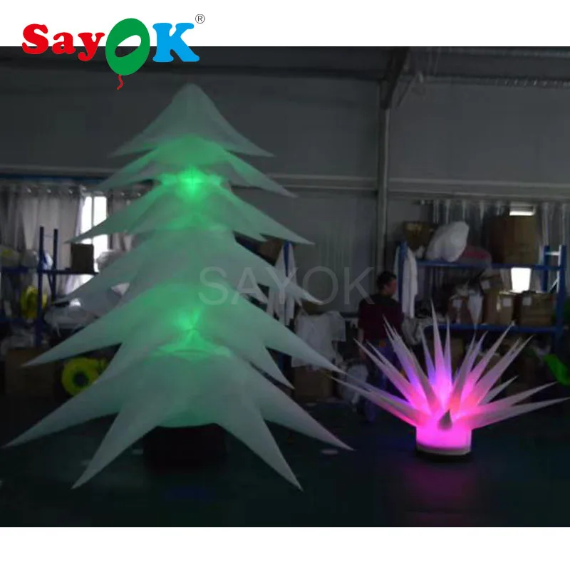 High Inflatable Christmas Tree Led Tree Inflatable Plant With 16 Color Changing Lights For Christmas Home Party Decorations