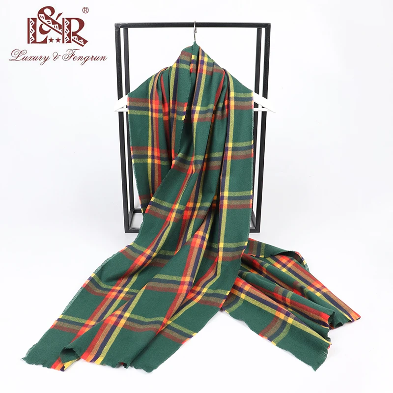 

2022 Luxury Plaid Scarf Winter Warm Cashmere Women Long Pashmina Foulard Female Scarves Lady Tassel Shawl And Wraps Design New