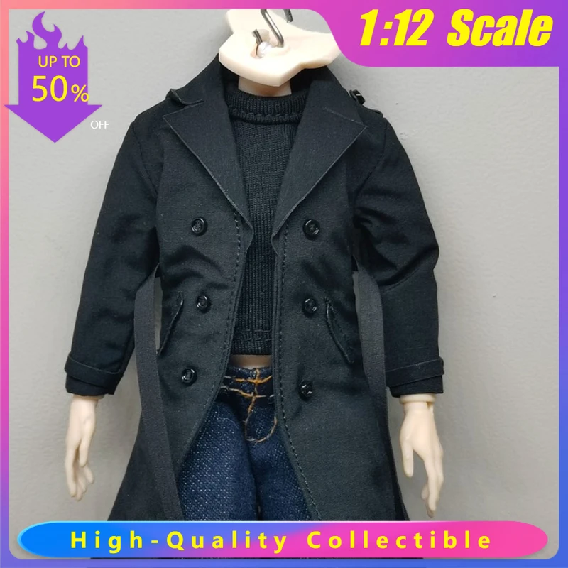 

SHF 1/12 Scale Male Female Handsome Trendy Long Windbreaker Jacket Fit 6'' Action Figures Body Accessory