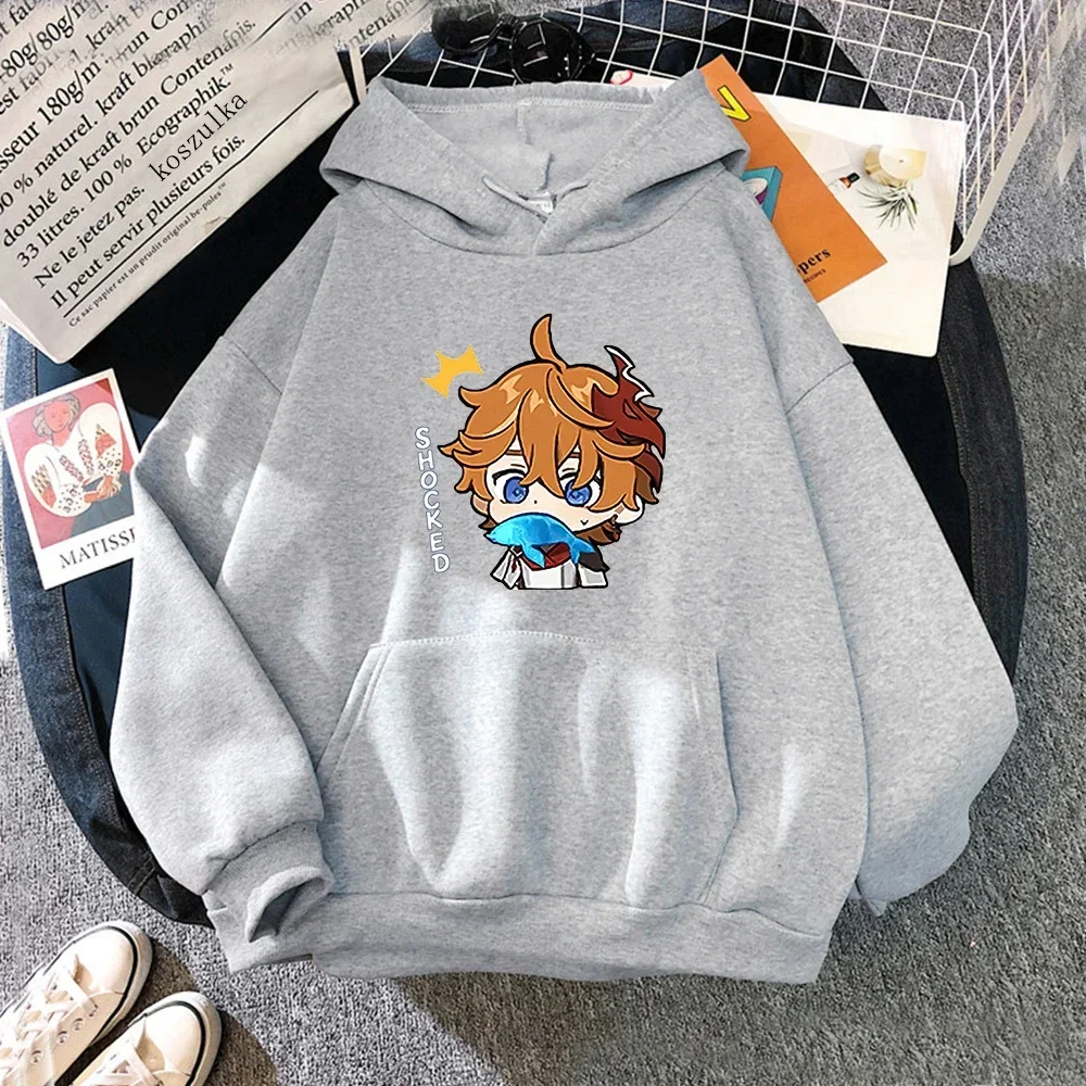 Hot Game Genshin Impact Print Women Hoodies Tartaglia Kawaii Cartoon Women\'s Sweatshirts Harajuku Female Long Sleeve Hoodie Tops