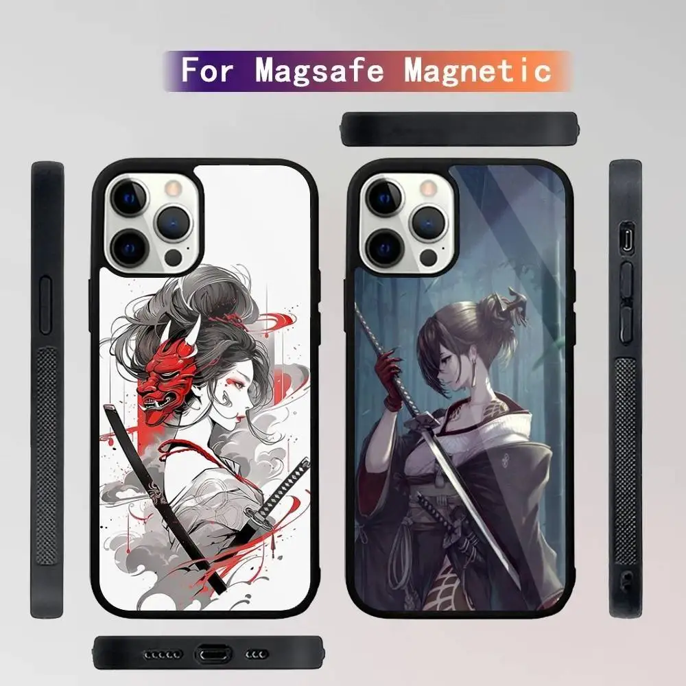 

Samurai Warrior Geisha Phone Case For iPhone 16,15,14,13,12,11,Plus,Pro,Max Mini Magsafe Magnetic Wireless Charging