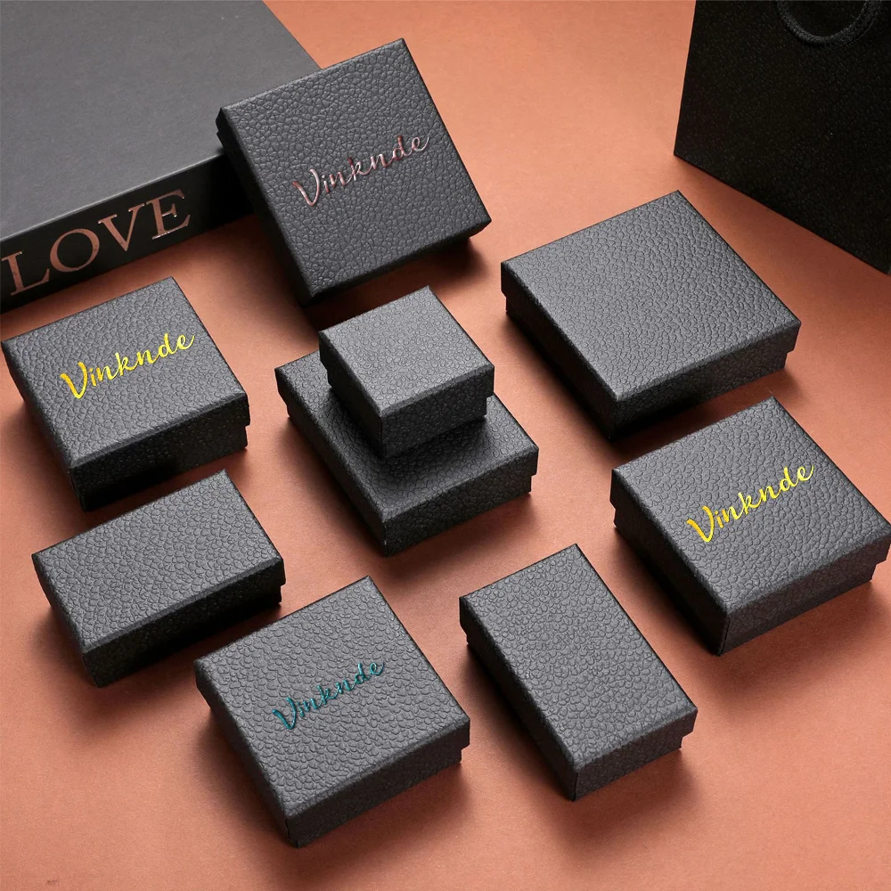 

Custom Print Logo Paper Jewelry Box 5x5x3cm Wedding Gift Packaging for Ring Boxs Earring Necklace Pendant Bracelet Storage Case