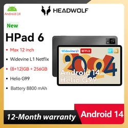 Headwolf HPad6 Tablet Android 14 CPU octa-core G99 8GB(+12GB) Ram 256GB UFS2.2 Tablet PC compatible con Widevine L1 Netflix 8800 mAh