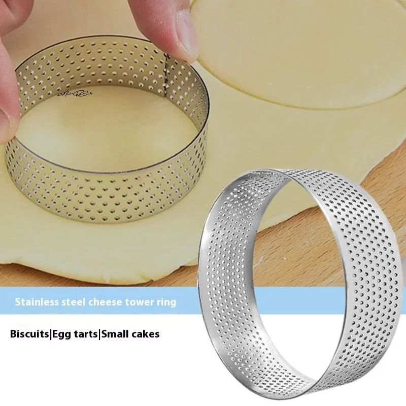 Anillos perforados de acero inoxidable para tarta, 5-10cm, con agujero, torre inferior para tarta, pastel de fruta, quiches, pasteles, molde para hornear Mousse