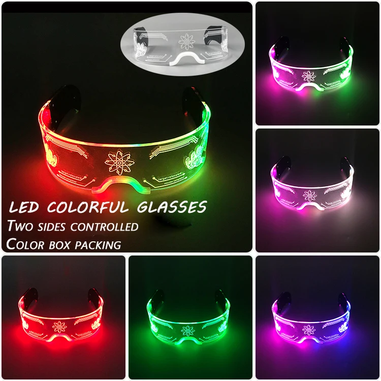 Modische Leuchtende Dekorative Brillen Neon-Licht-Dekoration LED-Sonnenbrille für Nachtclub DJ Tanz Musik Rave Kostüm Nacht