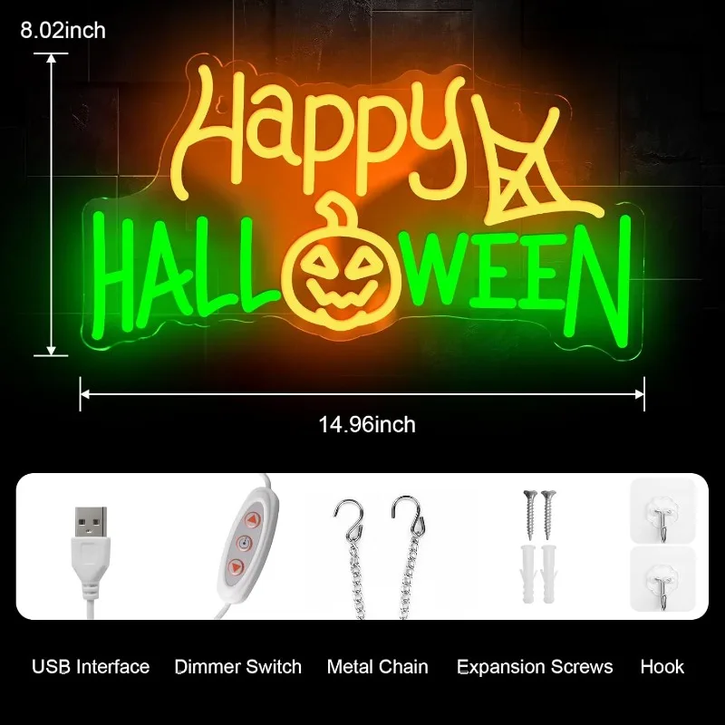 Imagem -03 - Feliz Dia das Bruxas Neon Fantasma Led Sinais de Parede Presentes de Halloween Sinais de Néon Usados para Decorações de Restaurante de Festa em Casa de Halloween xm