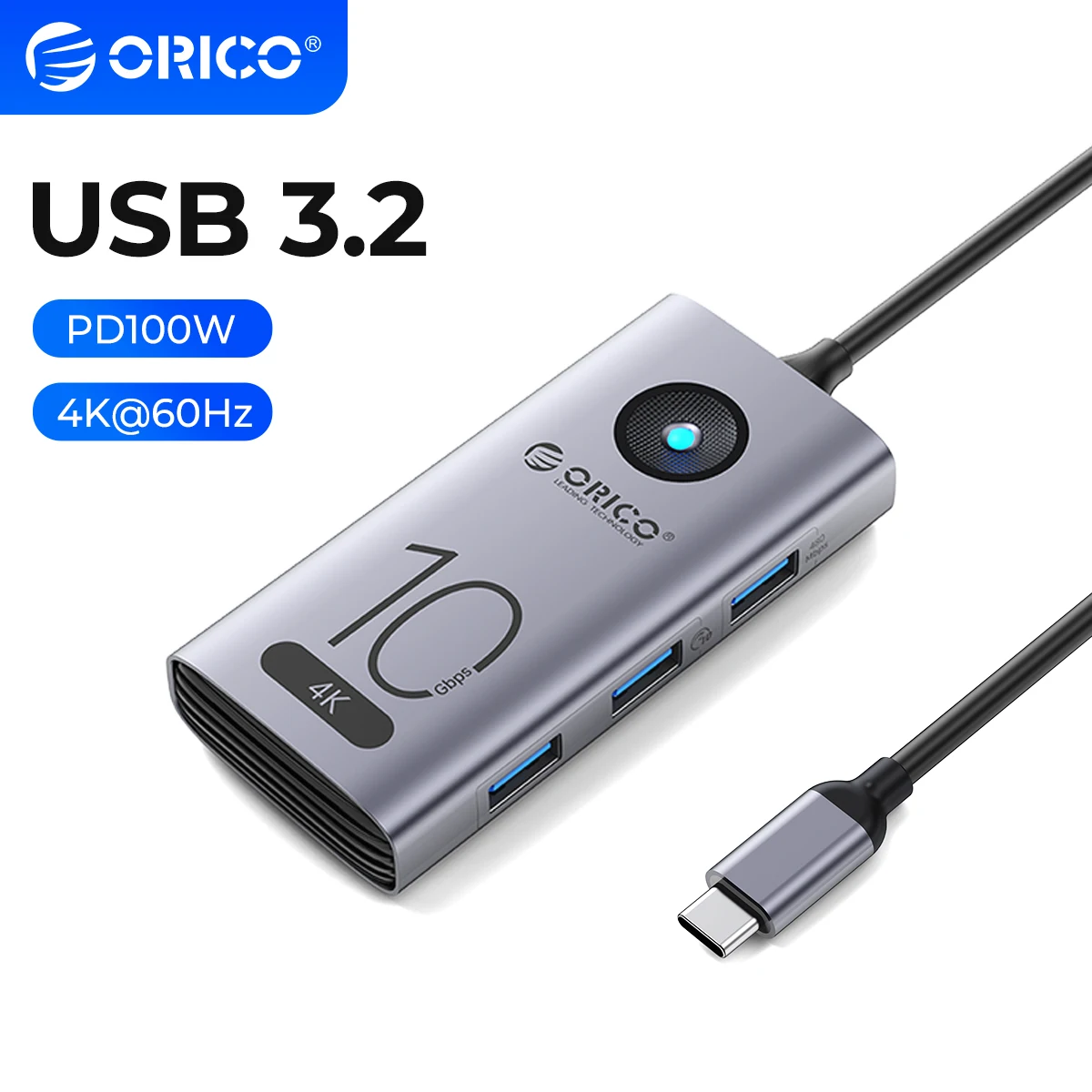 ORICO 10GbpsHUB RJ45 PD100W Adapter Card Reader for Laptop Accessories Type C Docking Station 4K60Hz HDMI-compatible USB3.0 2.0