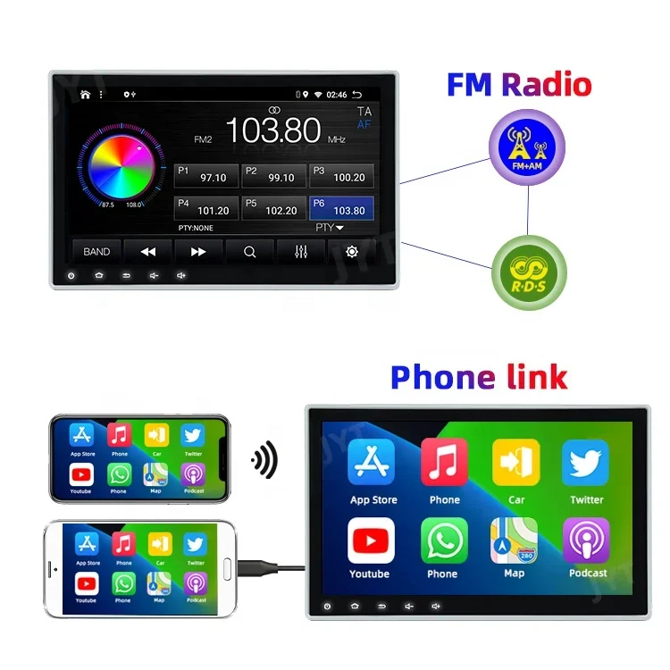 10 Inch Touch Screen Car Music Stereo Radio GPS Navigation System 1 Din Android Dashboard