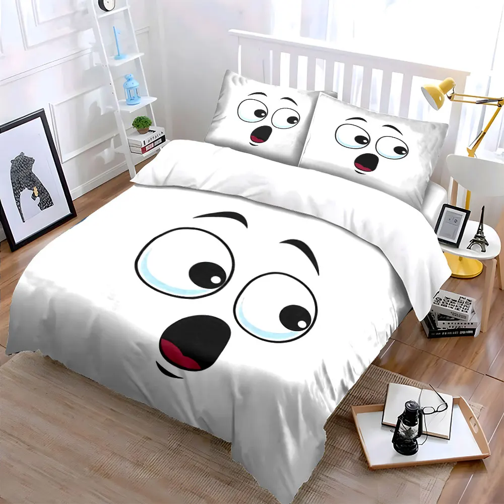 Cartoon Expression Sticker Set Soft Skin-Friendly Bedding Set Includes 1 Duvet Cover And 2 Pillowcase, Gift
