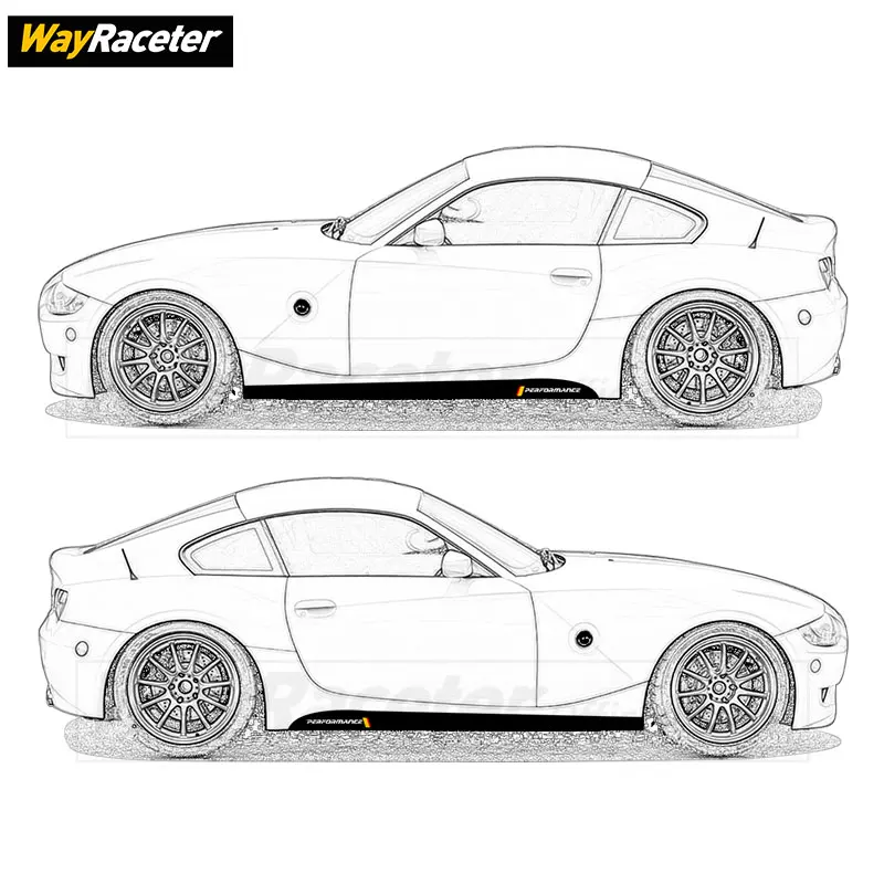 2 Pcs M Performance Decal Carbon Fiber Vinyl Door Side Stripe Skirt Sticker For BMW Z4 E85 E86 E89 2002-2016 Accessories