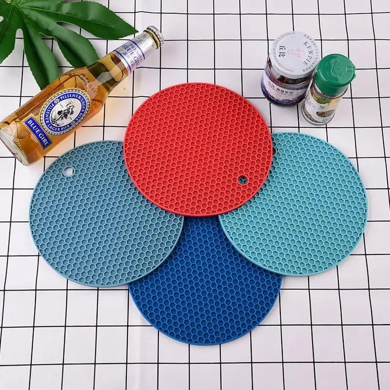 Silicone Dining Mat Beahive Double Sided Dining Mat Table Mat Placemat Bowl Cup Mat Non-slip Soft Mat Kitchen Acessories